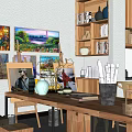 Modern Digital Store Interior With Electronic Products Display And Wooden Shelves