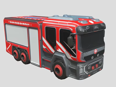 Electric Toy Fire Truck With Red Body White Stripes And Realistic Details 3d model Electric Toy Fire Truck With Red Body White Stripes And Realistic Details 3d model