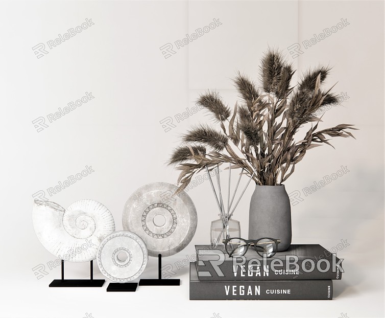 Modern Ornaments Combination Vase Plant Vase Ornaments Book Dried Flower Flower Flower Pot Potted Aloe Wheat Ear model