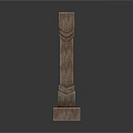 Traditional Wooden Carved Column With Intricate Patterns And Decorative Base