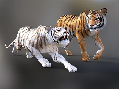 Colorful Reptile Species Featuring White And Orange Scaled Lizards Crawling 3d model