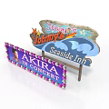 Colorful Decorative Business Signs Featuring Johnny's Seaside Inn And Akira In Concert