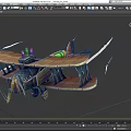 Cartoon Fighter Jet With Wooden Wings Green Engine Purple Pink Lights Flying With Speed Lines