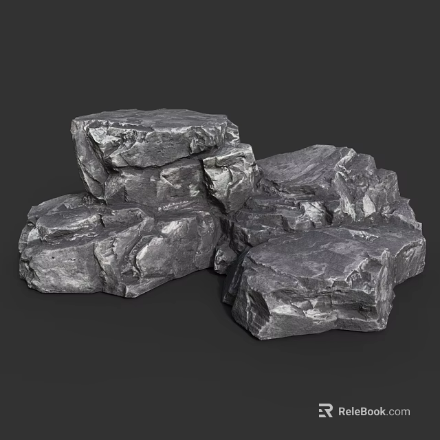 Natural Gray Stone Blocks Featuring Rough Textured Surfaces For Decorative Projects 3d model