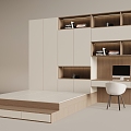 Simple Tatami Desk Bookcase 3d model