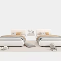 Modern Single Bed Interior With Upholstered Headboard Soft Bedding Pillows And Nightstand Decor