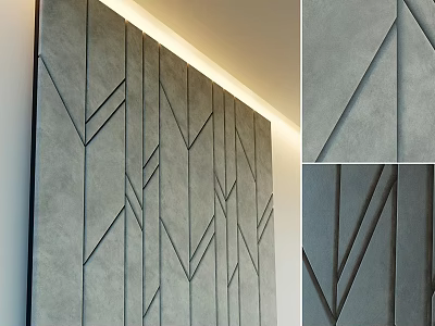 Modern Gray Wall Decor With Geometric Linear Patterns And Interior Lighting 3d model