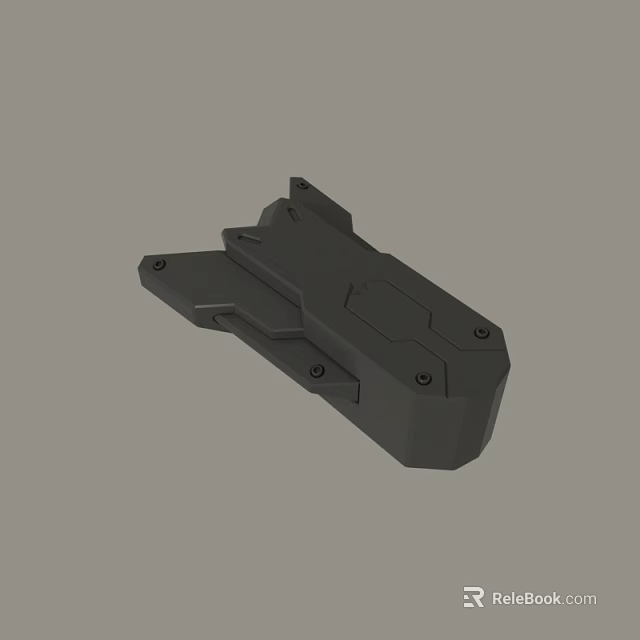 Black Industrial Mechanical Component 3D Model With Geometric Structure And Screw Holes 3d model