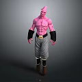 Pink Skinned Muscular Game and Movie Character with Gray Pants Black Wristbands and Golden Belt