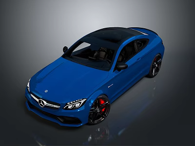 Blue Two Door Sports Car With Black Roof Red Brake Calipers And Sleek Design 3d model