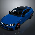 Blue Two Door Sports Car With Black Roof Red Brake Calipers And Sleek Design