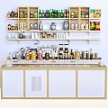 Modern Bubble Tea Shop Counter Area With Assorted Ingredients Toppings And Shelved Supplies