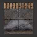 Decorative Display Stand With Stone Panels Wooden Top And Wall Hooks