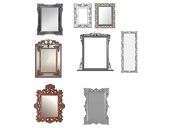 Round European Style French Modern Classical Carved Decorative Mirror Frame Picture Frame 3d model