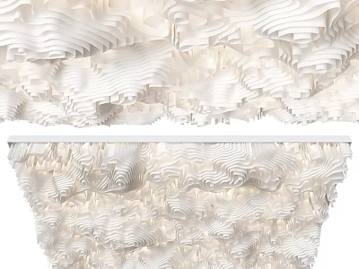 Modern Wavy Ceiling Design With White Textured Layers And Integrated Lighting Effects 3d model