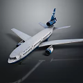 White Airplane Model With Blue Tail Two Engines Wings And Windows 3d model