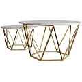Modern Functional Two Piece Tables With Gold Metal Frame And Marble Top Design