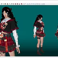 Young Women In Plaid Skirt And Black Red Outfit With Decorative Accessories And Boots