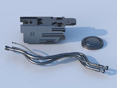 Industrial Metal Mechanical Parts Including Tubular Components And Circular Elements 3d model