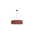 Modern Red Pleated Chandelier with Folded Fabric Shade Hanging from Ceiling for Contemporary Interior Spaces