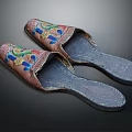 Traditional Embroidered Slippers With Colorful Dragon Patterns And Soft Gray Soles