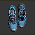 Salomon Blue Trail Running Shoes With Red Soles And Performance Design For Outdoor Sports