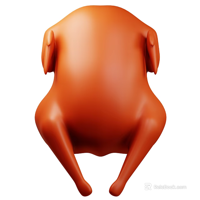 Golden Brown Juicy Whole Roast Chicken Ready To Serve On White Background 3d model 