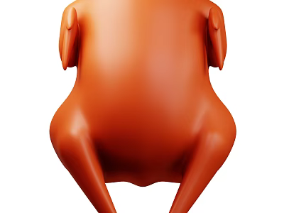 Golden Brown Juicy Whole Roast Chicken Ready To Serve On White Background 3d model