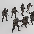 Military Game Movie Characters With Action Poses And Weapons