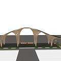 Style art building and gazebo 3d model