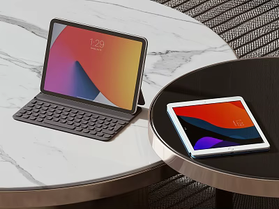 Modern 2 in 1 Laptop With Keyboard And Tablet On Marble Table With Colorful Displays 3d model