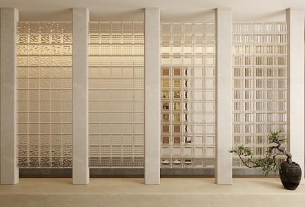 Modern Glass Brick Glass Brick Partition Pattern Glass Wall Changhong Glass Screen 3d model