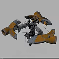Advanced Orange And Blue Spacecraft With Complex Mechanical Structure And Engines 3d model