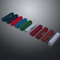 Multi Colored Container Trucks Arranged in Transport Line Formation