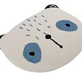 Cute Owl Shaped Rug With White Base Blue Eyes And Black Details For Kids Room