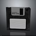 Retro Floppy Disk MFD-2HD Storage Device With Black Casing And White Label 3d model