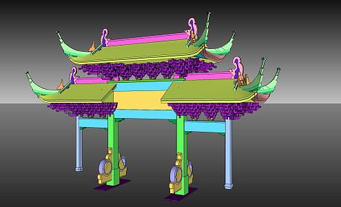 Chinese Style Archway Traditional Archway Performance Household Items 3d model