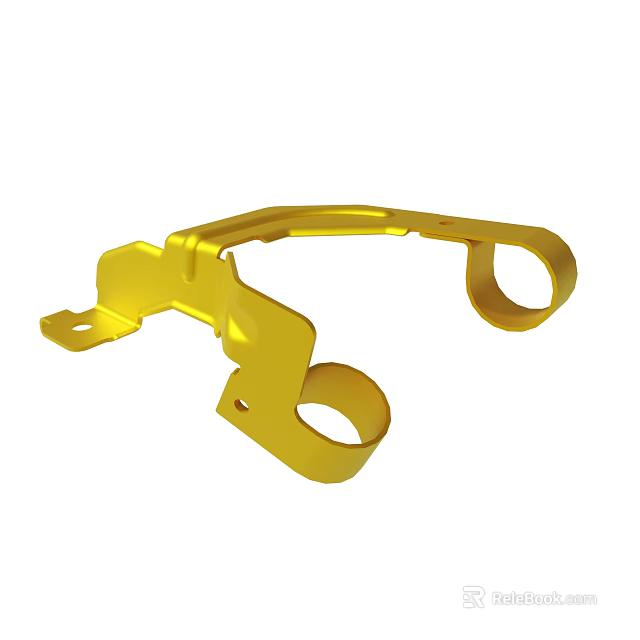 Durable Yellow Metal Bracket With Circular Holes And Mounting Plates 3d model 