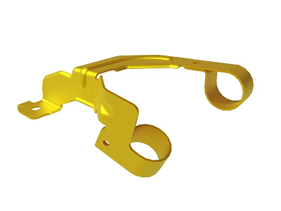 Durable Yellow Metal Bracket With Circular Holes And Mounting Plates 3d model