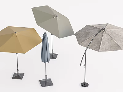 Outdoor Umbrella With Various Colors And Different Stand Designs For Patio 3d model