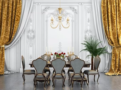 Dining table and chair combination 3d model