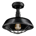 Modern Industrial Black Metal Pendant Light With Vintage Bulb And Wire Frame Design