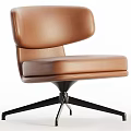 Brown Leather Office Chair with Ergonomic Backrest and Swivel Metal Base Comfortable Seat Design