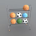 Metal Multi Tiered Sports Equipment Storage Rack With Wheels For Storing Basketballs Volleyballs Soccer Balls