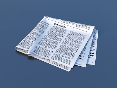 Stack of Daily Newspapers with Printed Text on Blue Background 3d model