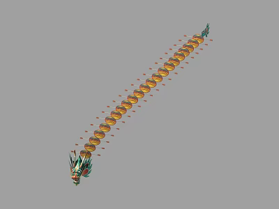 Colorful Mythical Dragon Ornament With Long Scaled Body And Decorative Head 3d model
