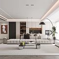 Modern Living and Dining Room Interior With Sofa Coffee Table Floor Lamp And Plant