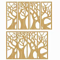 Wooden Partition with Tree Carved Openwork Design for Interior Decoration 3d model