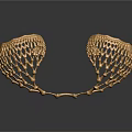 Detailed Golden Organ And Hair Structure With Intricate Mesh Design And Curved Patterns