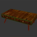 Rustic Natural Wooden Coffee Table With Sturdy Legs And Functional Drawers